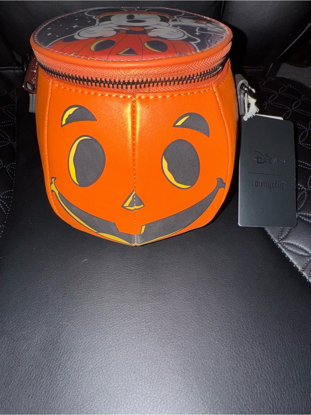 Disney Loungefly Mickey Halloween Pumpkin Glow Mini Backpack NWT